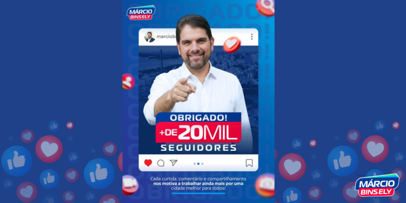 20mil seguidores nas redes sociais