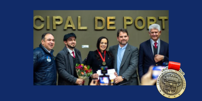 Juliana Brizola recebeu a Comenda Porto do Sol, presidido por marcio bins ely