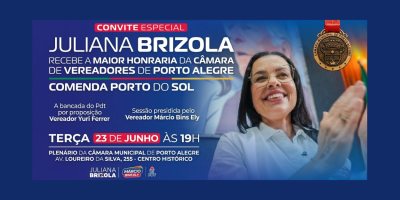 Juliana Brizola será homenageada com a Comenda Porto do Sol