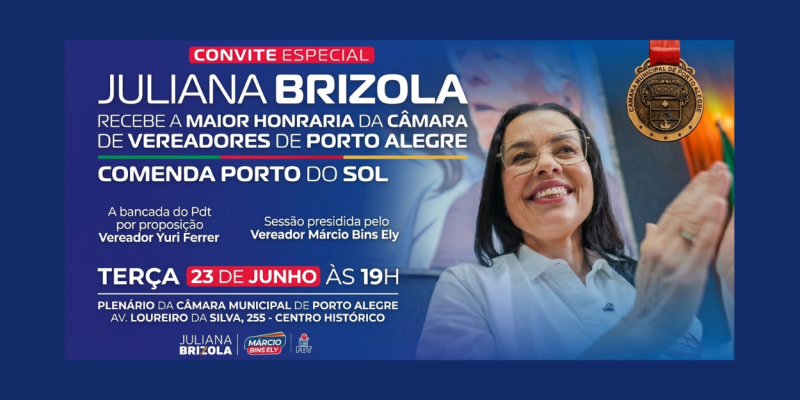 Juliana Brizola será homenageada com a Comenda Porto do Sol