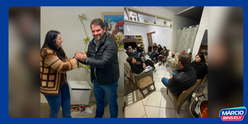 reunião na cidade de Santa Cruz, ao lado da pré-candidata a deputada estadual Andréia Margarezi,